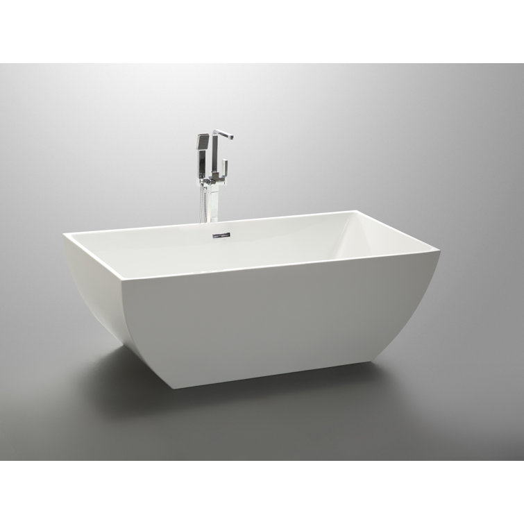 White Acrylic Freestanding Soaking Bathtub 59"