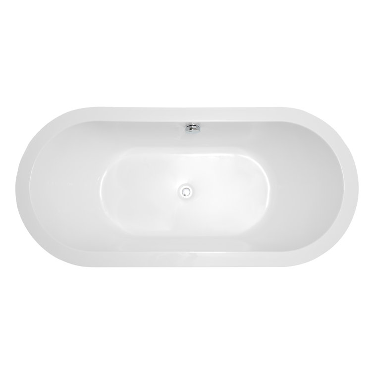 67.7" Black and White Acrylic Freestanding Bathtub