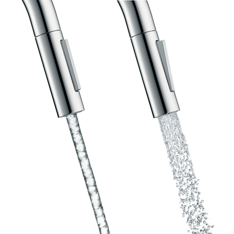 Chrome Brass Pull-Down Kitchen Faucet with Spray