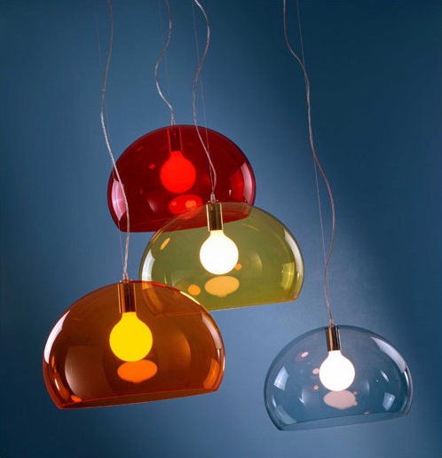 Sky Blue Dome Pendant Lamp with Multicolor Crystal Accents