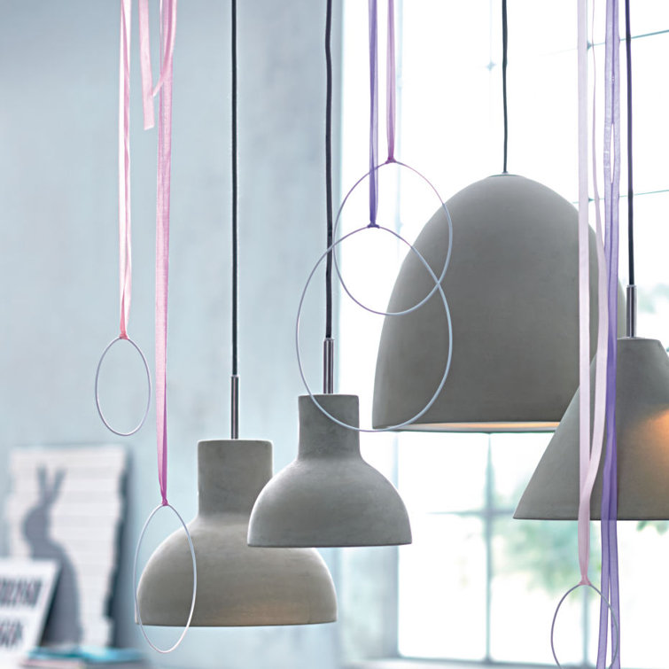 White Concrete 1-Light Pendant Lamp