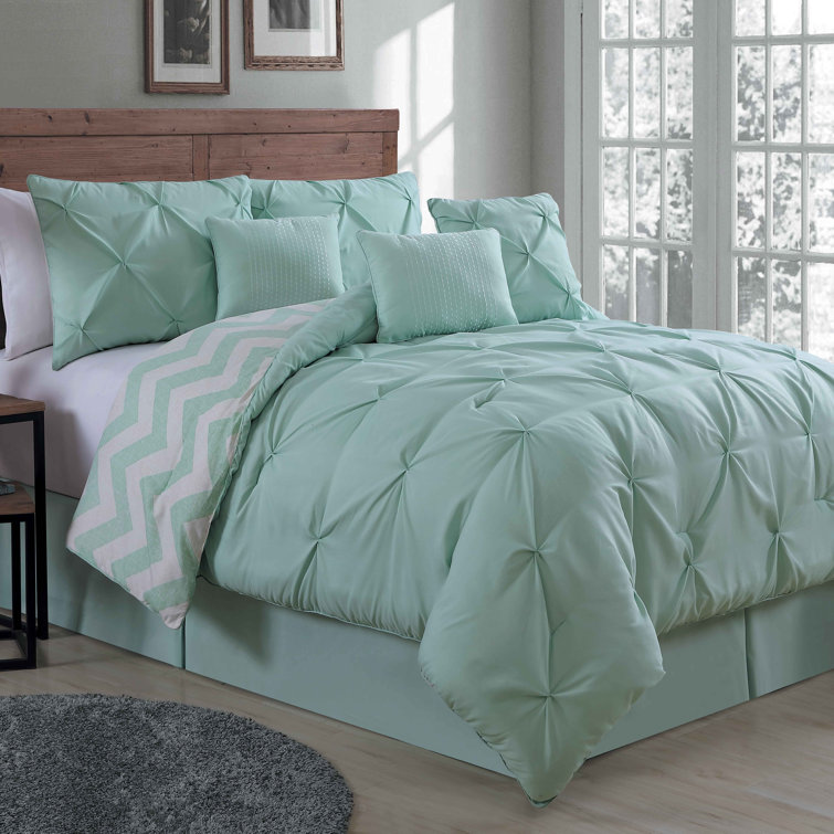 Taupe Twin Reversible Microfiber Comforter Set with Chevron Pattern