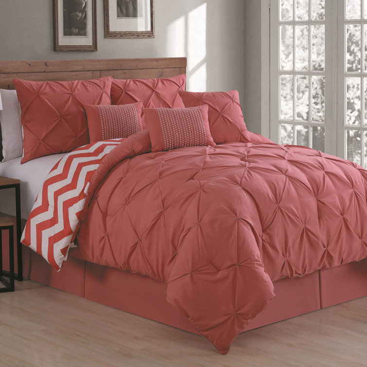 Taupe Twin Reversible Microfiber Comforter Set with Chevron Pattern