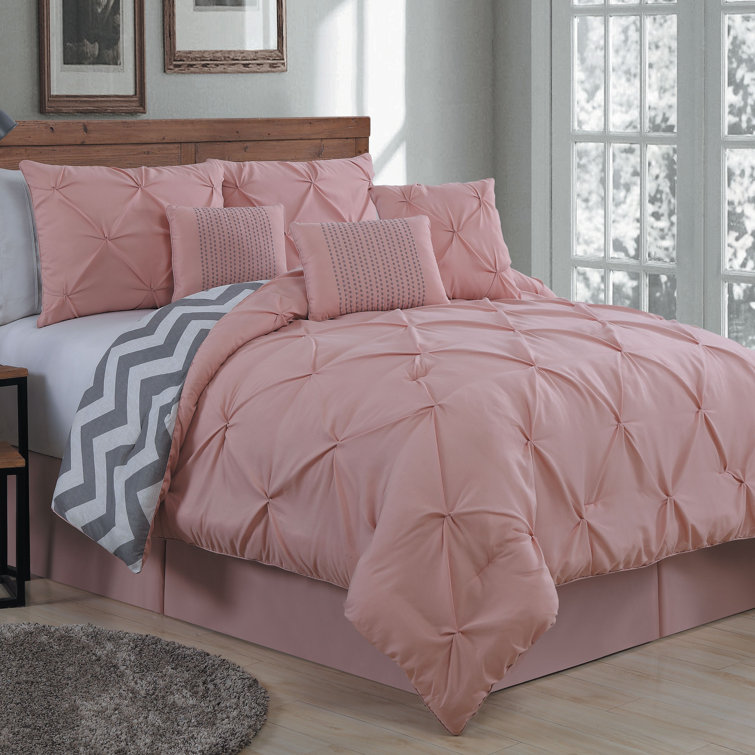 Taupe Twin Reversible Microfiber Comforter Set with Chevron Pattern