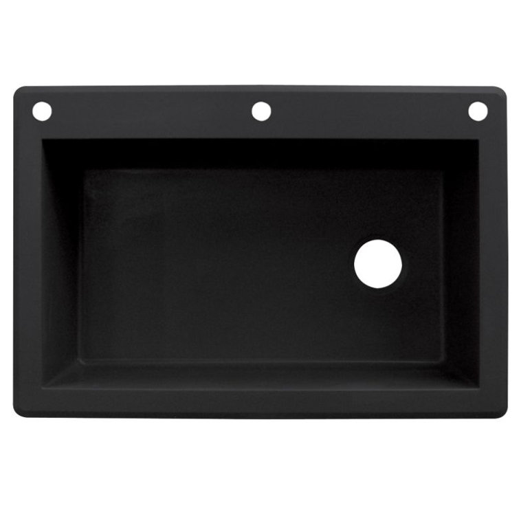 Black Granite 33'' Single Bowl Drop-In Kitchen Sink
