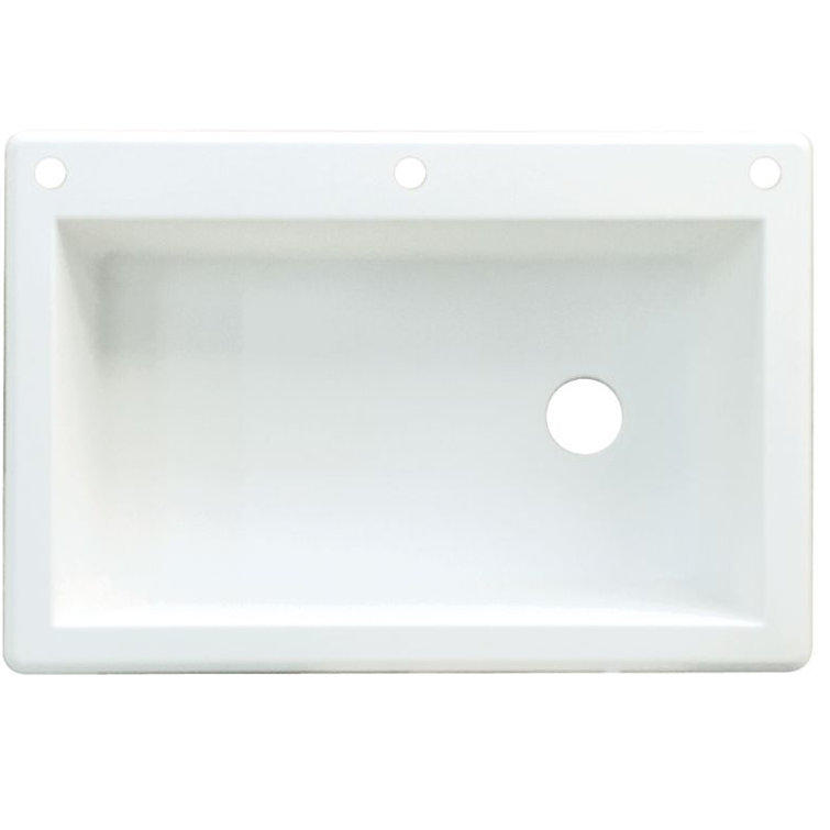 White Granite 33'' Single Bowl Drop-In Kitchen Sink