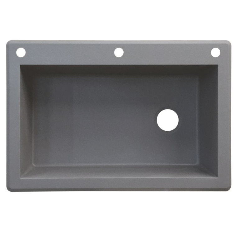 Gray Granite 33'' Single Bowl Drop-In Kitchen Sink