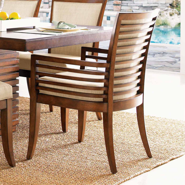 Beige-Brown Transitional Leather-Wood Arm Chair 24.5"