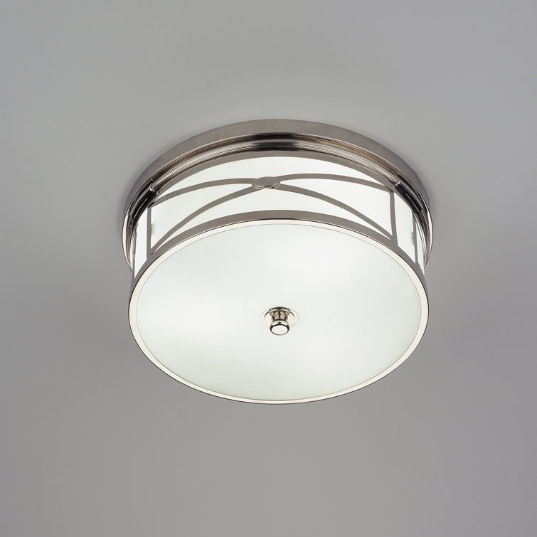 Elegant Drum Glass & Polished Nickel Flush Mount Light