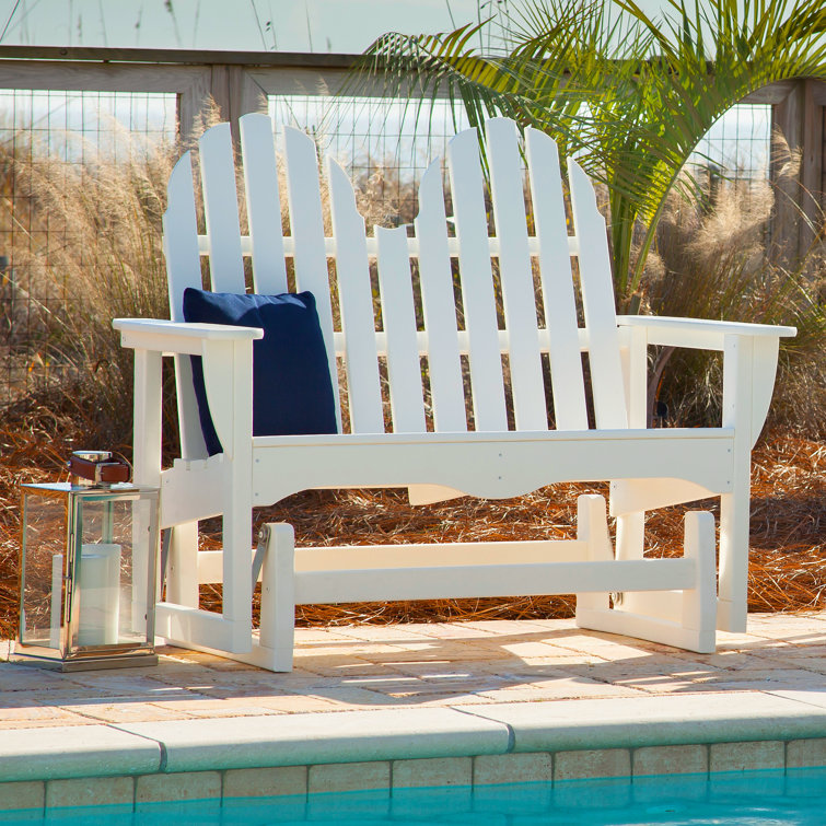 White Recycled Plastic Adirondack Outdoor Glider Bench