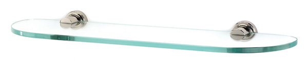 Elegant Oval Wood Wall Shelf with Beveled Glass, 18" W - Polished Nickel