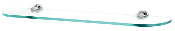 Polished Nickel Oval Glass Wall Shelf with Brackets