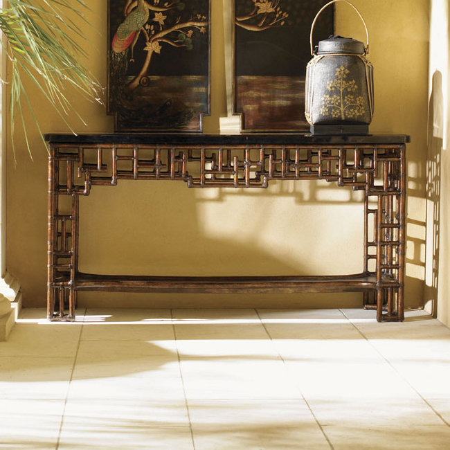 Brown Wood Transitional Rectangular Console Table with Storage