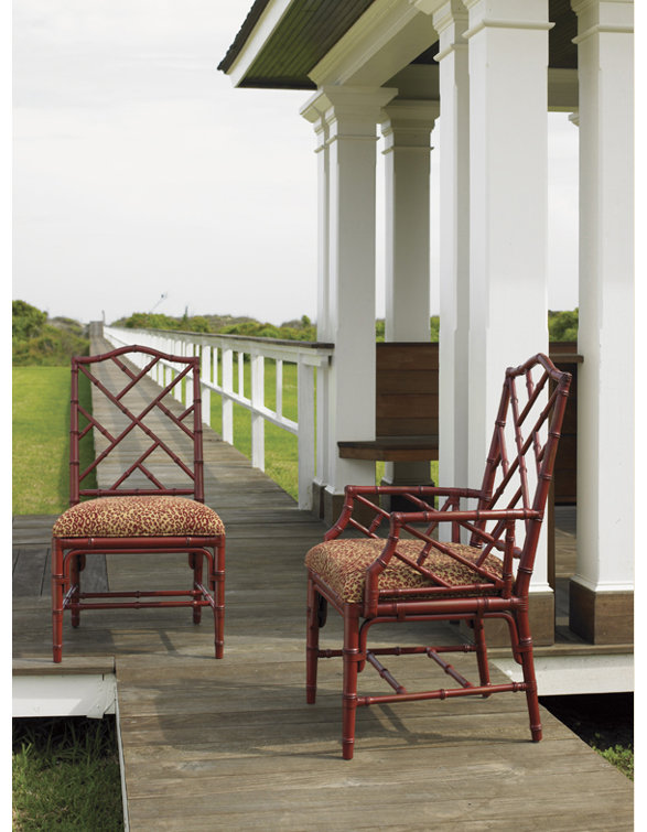Sangria Red Rattan Cross Back Traditional Side Chair