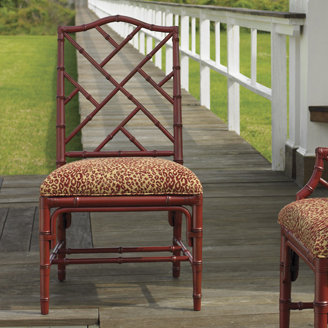 Sangria Red Rattan Cross Back Traditional Side Chair