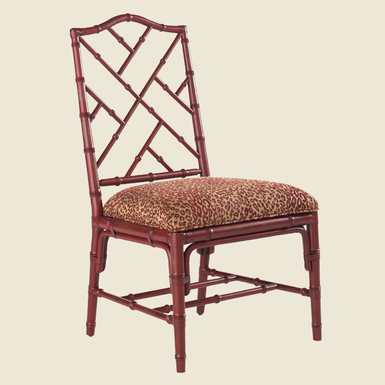 Sangria Red Rattan Cross Back Traditional Side Chair