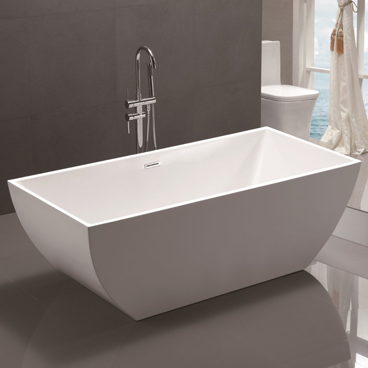 White Acrylic Freestanding Soaking Bathtub 59"