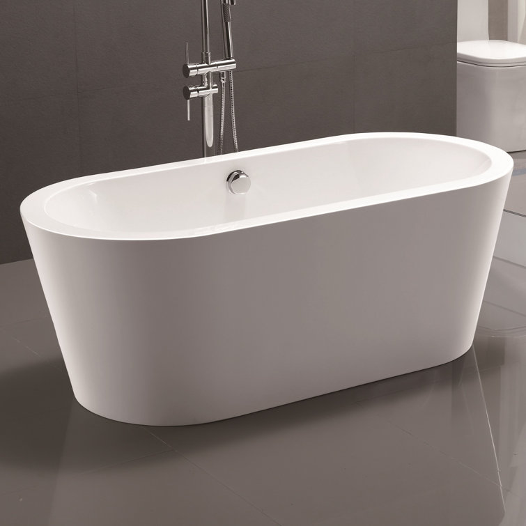67.7'' White Acrylic Freestanding Soaking Bathtub