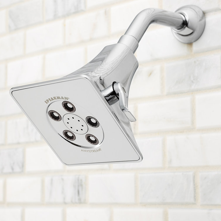 Polished Chrome Adjustable Square Wall Mounted Shower Head