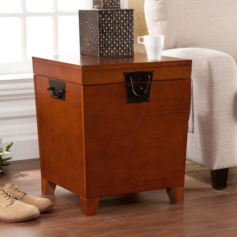 Mission Oak Rectangular Wooden End Table with Storage