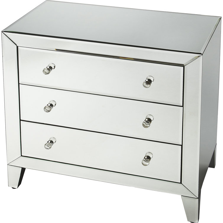 Emily 30" Mirrored MDF Drawer Chest with Ball Bearing Guides