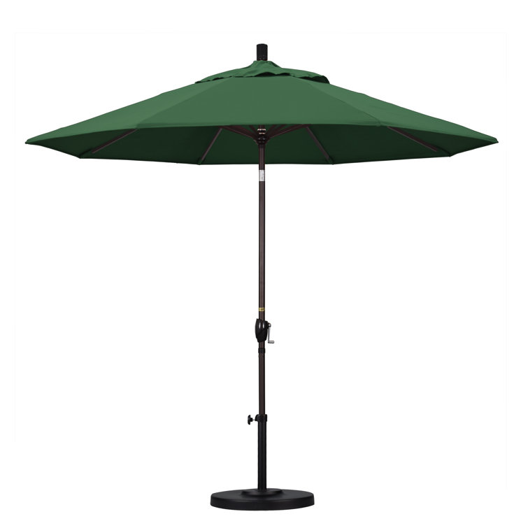 Hunter Green 9' Aluminum Patio Umbrella with Crank Lift