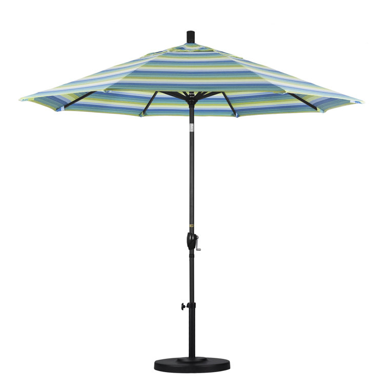 9-Foot Seville Seaside Blue and White Aluminum Patio Umbrella
