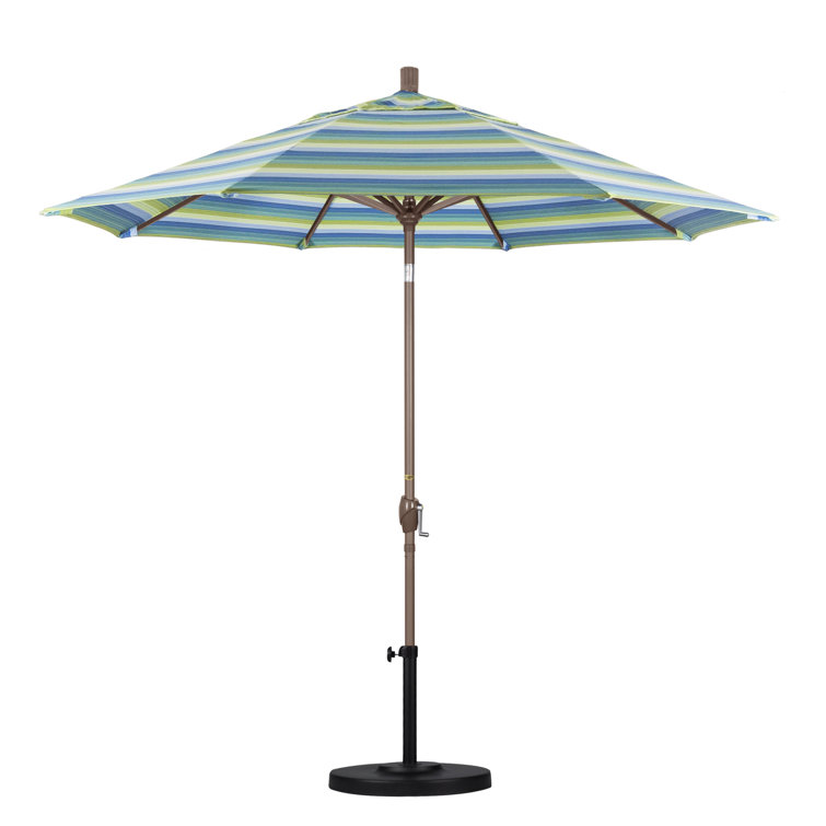 9-Foot Seville Seaside Blue and White Aluminum Patio Umbrella