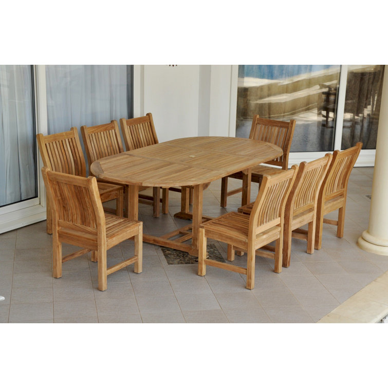 Natural Teak 8-Person Oval Outdoor Dining Set