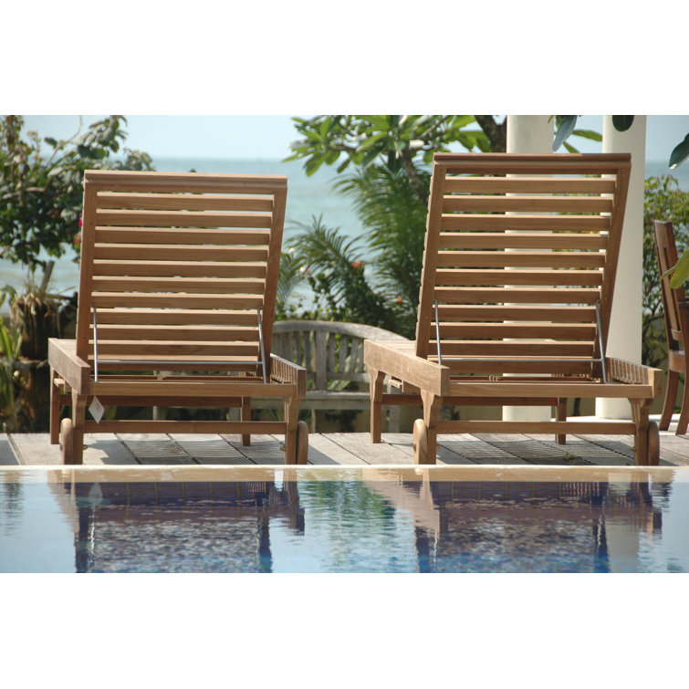 Capri Outdoor Teak Adjustable Chaise Lounge with Side Tray