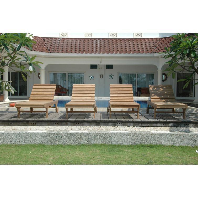 Capri Outdoor Teak Adjustable Chaise Lounge with Side Tray