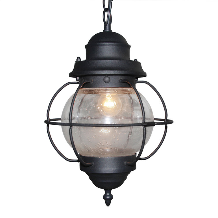 Matte Black Aluminum Globe Outdoor Pendant Light