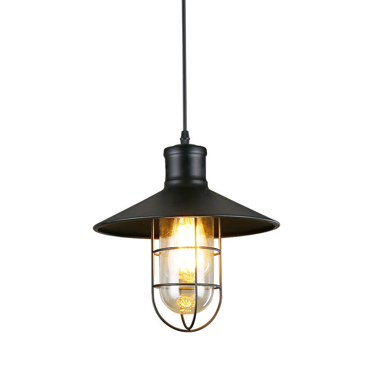 Matte Black Metal Cage Mini Pendant Light
