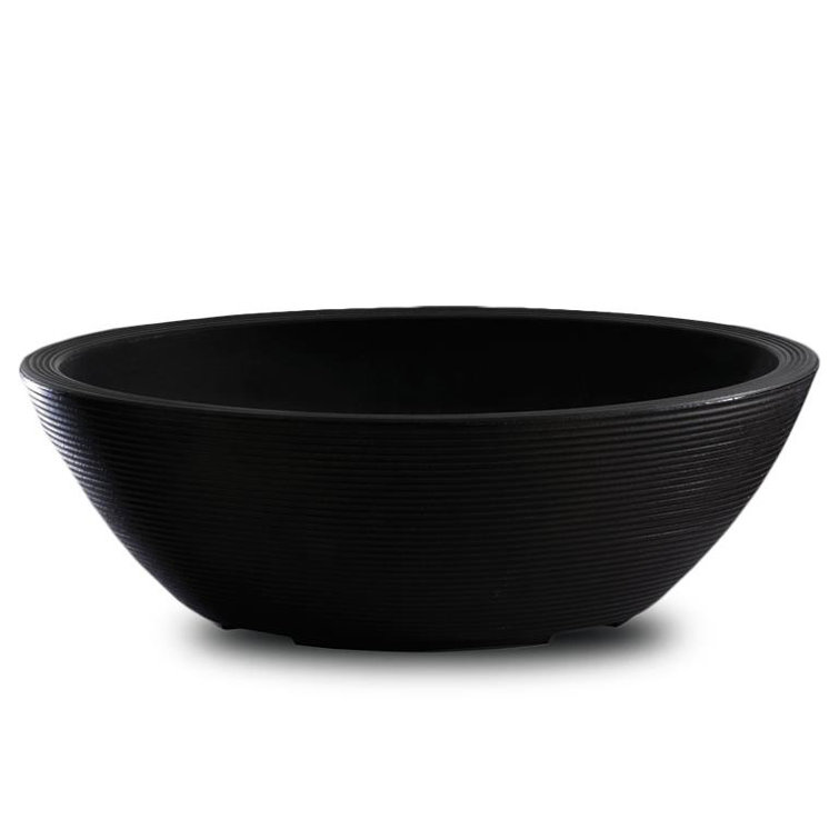 Caviar Black 24-Inch Oval Polyethylene Resin Planter Bowl