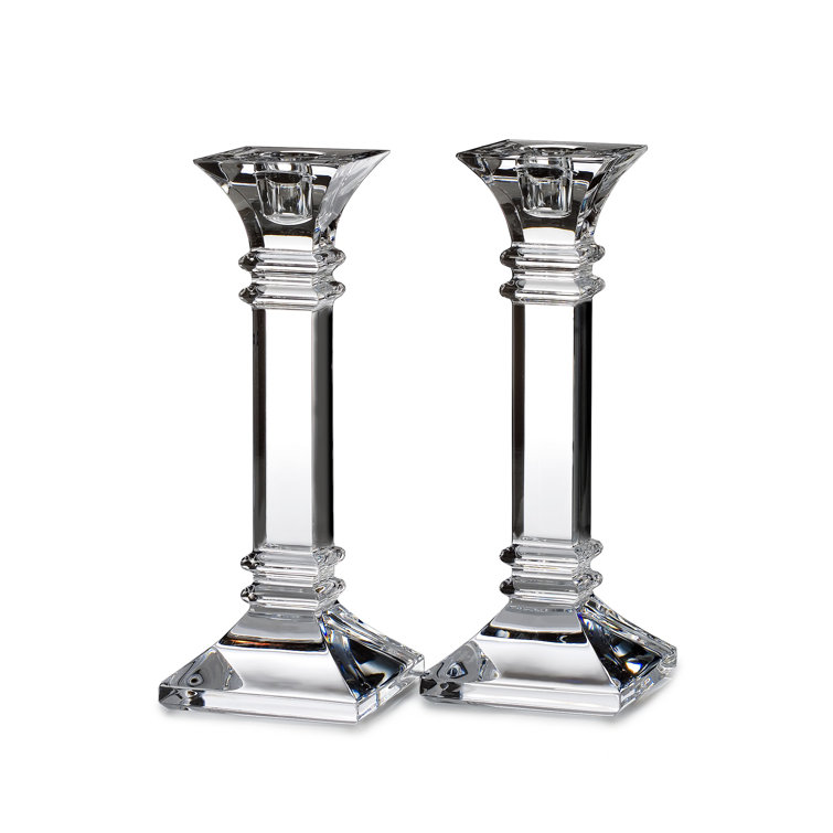 Treviso 8" Crystal Glass Tabletop Candlestick Set