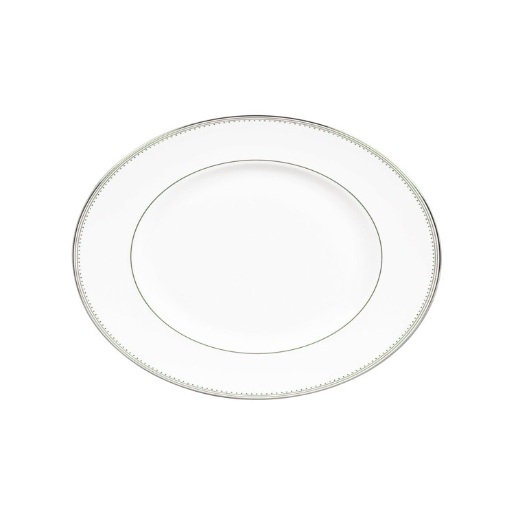 White Oval Bone China Platter with Platinum Banding