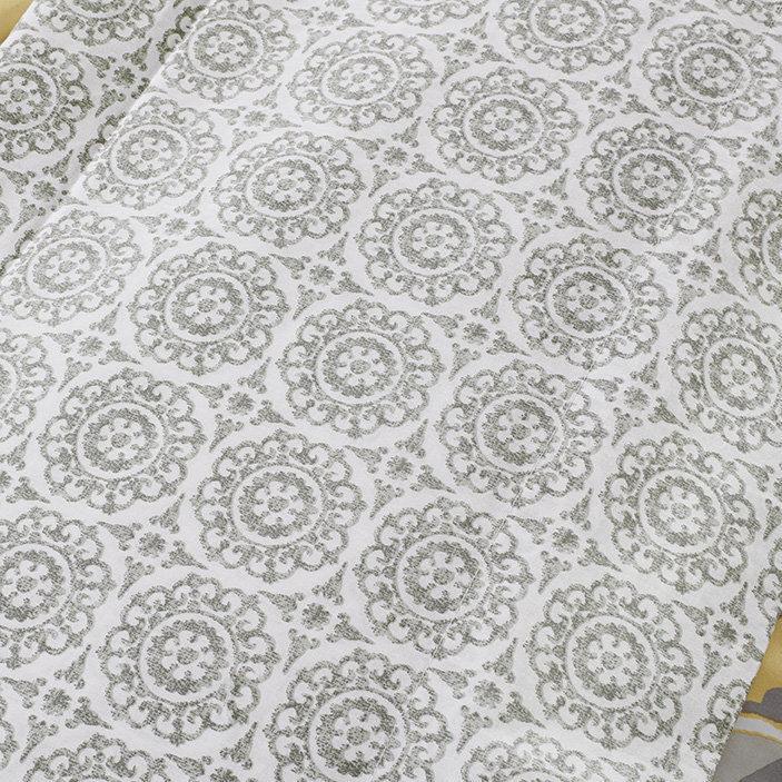 Taupe Twin Microfiber 7-Piece Comforter Set with Medallion Pattern
