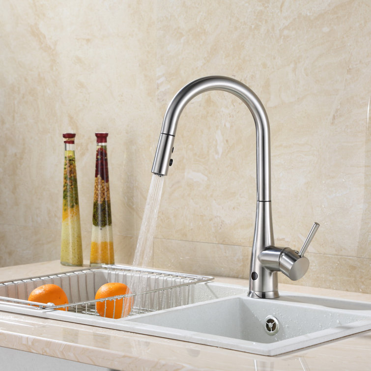 Brushed Nickel Touchless Single Handle Pull-Down Kitchen Faucet