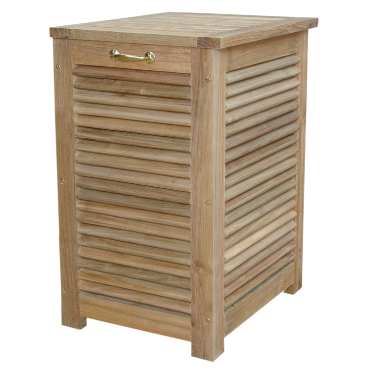 Amberly Teak Wood Ventilated Laundry Hamper