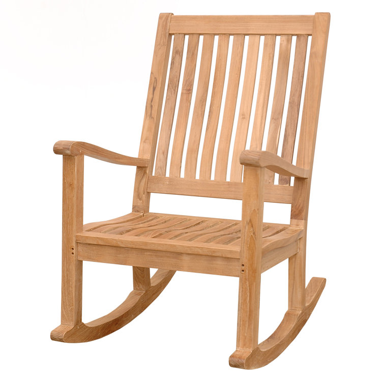 Natural Teak Solid Wood Rocking Armchair