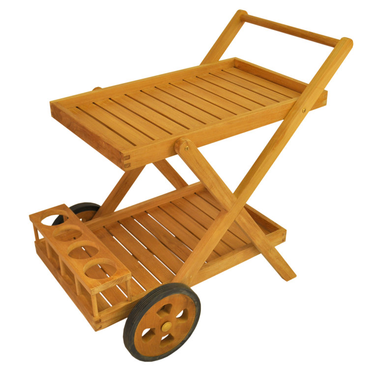 Cobana Teak Wood Outdoor Serving Cart with Storage