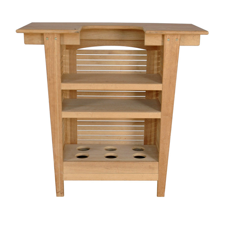 Montego Natural Teak Outdoor Bar Table with Shelves