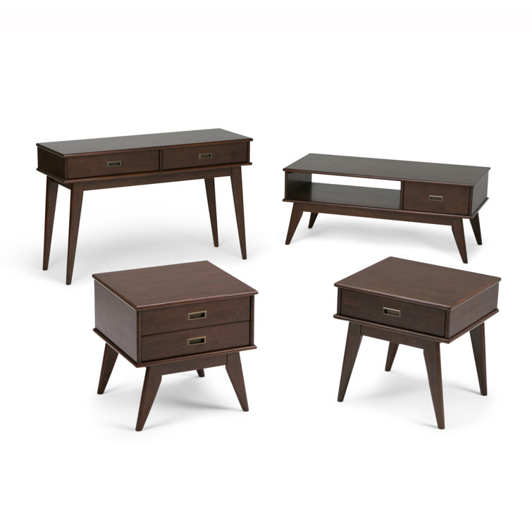Auburn Brown Mid-Century Modern Wood Coffee Table with Storage