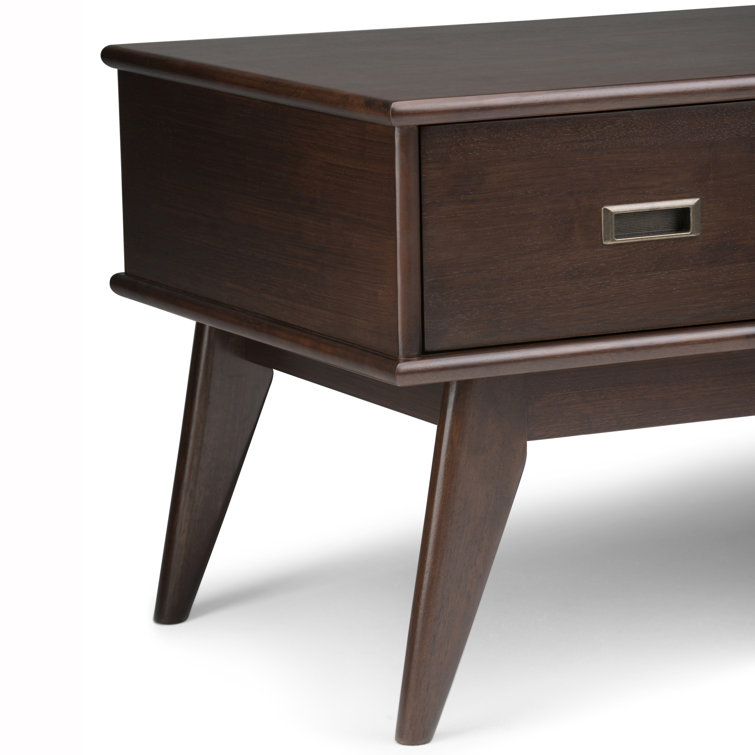 Auburn Brown Mid-Century Modern Wood Coffee Table with Storage