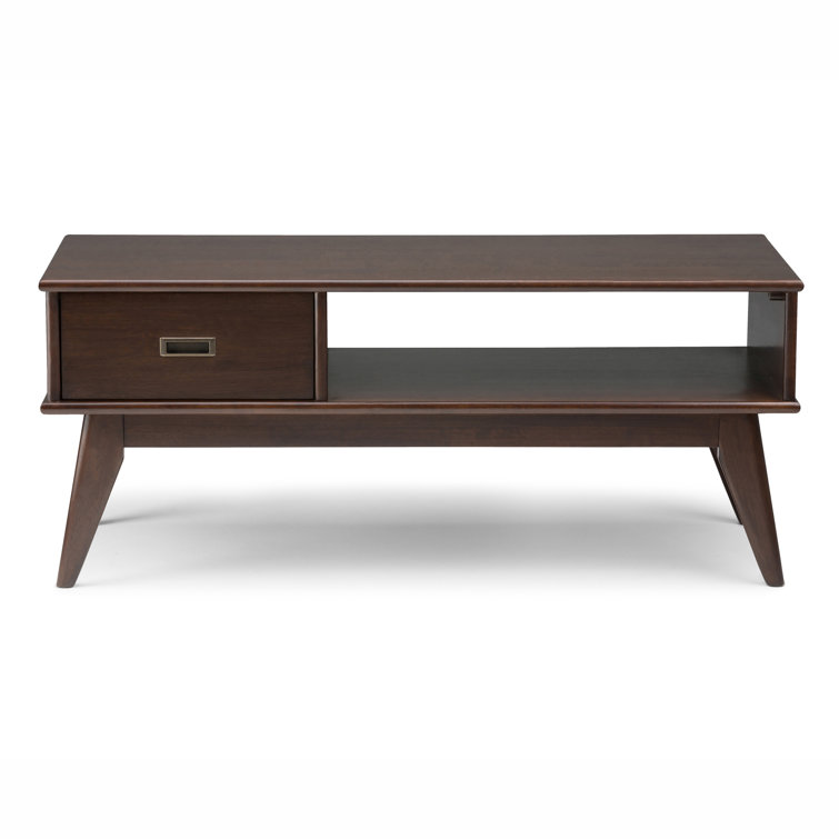 Auburn Brown Mid-Century Modern Wood Coffee Table with Storage