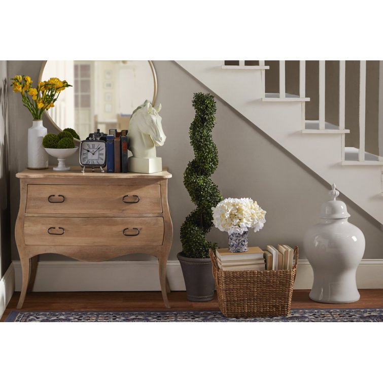 Gray Mango Wood 2-Drawer Cottage Accent Chest