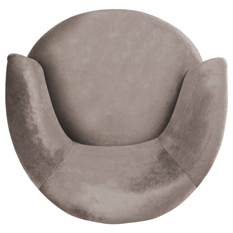 Hazelwood Gray Velvet Barrel Accent Chair with Gold Cap Legs