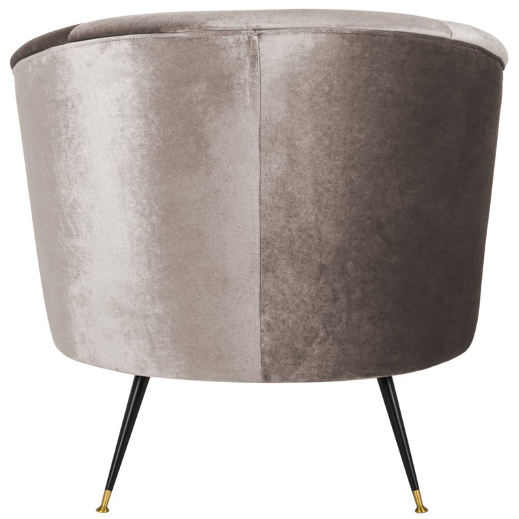 Hazelwood Gray Velvet Barrel Accent Chair with Gold Cap Legs