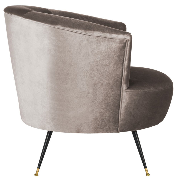 Hazelwood Gray Velvet Barrel Accent Chair with Gold Cap Legs