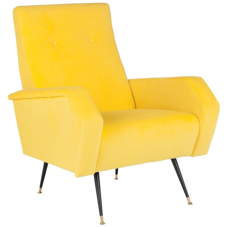 Aida Yellow Velvet Mid-Century Modern Accent Chair